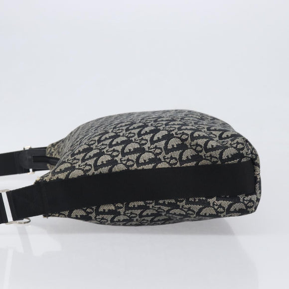 Christian Dior Trotter Canvas Shoulder Bag Black Silver Auth 199429