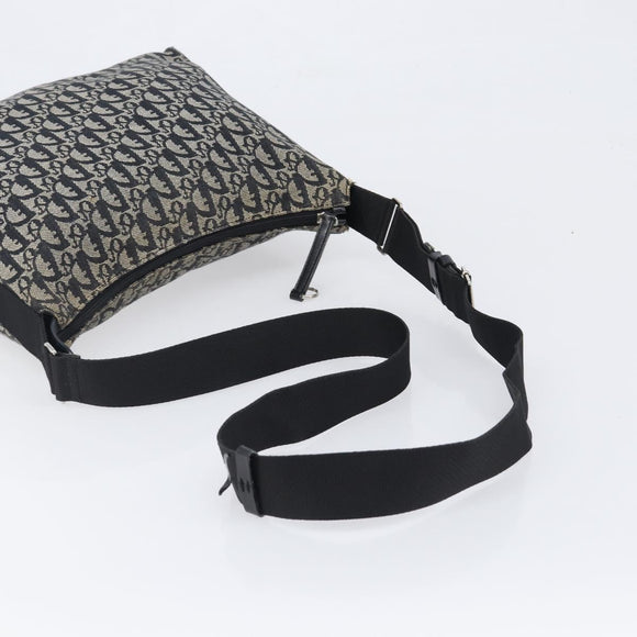 Christian Dior Trotter Canvas Shoulder Bag Black Silver Auth 199429