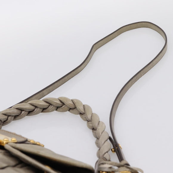 Miu Miu Matelasse Hand Bag Leather 2way Beige Gold Auth 199433V