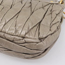 Miu Miu Matelasse Hand Bag Leather 2way Beige Gold Auth 199433V-18