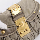 Miu Miu Matelasse Hand Bag Leather 2way Beige Gold Auth 199433V-20