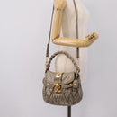 Miu Miu Matelasse Hand Bag Leather 2way Beige Gold Auth 199433V-27