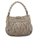 Miu Miu Matelasse Hand Bag Leather 2way Beige Gold Auth 199433V-2
