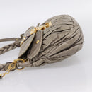Miu Miu Matelasse Hand Bag Leather 2way Beige Gold Auth 199433V-3