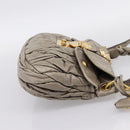 Miu Miu Matelasse Hand Bag Leather 2way Beige Gold Auth 199433V-4