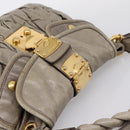 Miu Miu Matelasse Hand Bag Leather 2way Beige Gold Auth 199433V-6