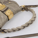 Miu Miu Matelasse Hand Bag Leather 2way Beige Gold Auth 199433V-7