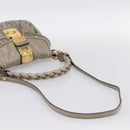 Miu Miu Matelasse Hand Bag Leather 2way Beige Gold Auth 199433V-8