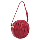Miu Miu Matelasse Hand Bag Leather Red Gold Auth 199435V-1