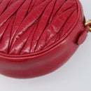 Miu Miu Matelasse Hand Bag Leather Red Gold Auth 199435V-10
