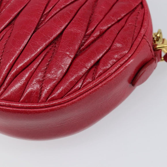 Miu Miu Matelasse Hand Bag Leather Red Gold Auth 199435V