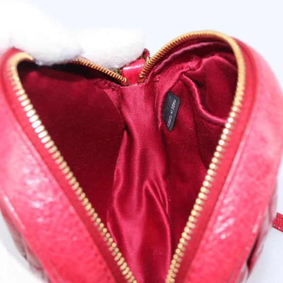 Miu Miu Matelasse Hand Bag Leather Red Gold Auth 199435V