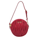 Miu Miu Matelasse Hand Bag Leather Red Gold Auth 199435V-2