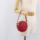 Miu Miu Matelasse Hand Bag Leather Red Gold Auth 199435V-22