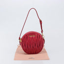 Miu Miu Matelasse Hand Bag Leather Red Gold Auth 199435V-23