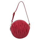 Miu Miu Matelasse Hand Bag Leather Red Gold Auth 199435V-3