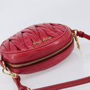 Miu Miu Matelasse Hand Bag Leather Red Gold Auth 199435V-6