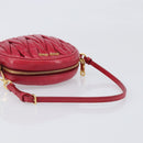 Miu Miu Matelasse Hand Bag Leather Red Gold Auth 199435V-7