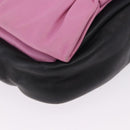 PRADA Ribbon Shoulder Bag Leather Black Pink Auth 199439V-15