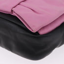PRADA Ribbon Shoulder Bag Leather Black Pink Auth 199439V-16