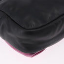 PRADA Ribbon Shoulder Bag Leather Black Pink Auth 199439V-17