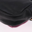 PRADA Ribbon Shoulder Bag Leather Black Pink Auth 199439V-18