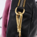 PRADA Ribbon Shoulder Bag Leather Black Pink Auth 199439V-19
