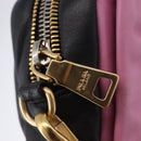 PRADA Ribbon Shoulder Bag Leather Black Pink Auth 199439V-20