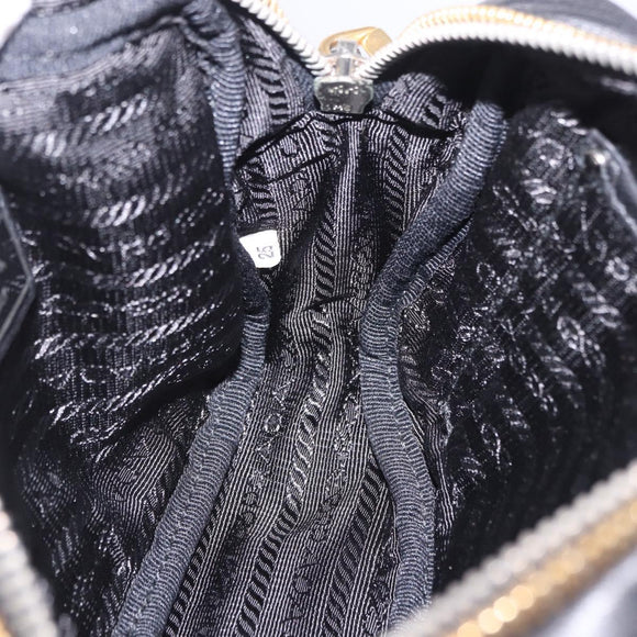 PRADA Ribbon Shoulder Bag Leather Black Pink Auth 199439V