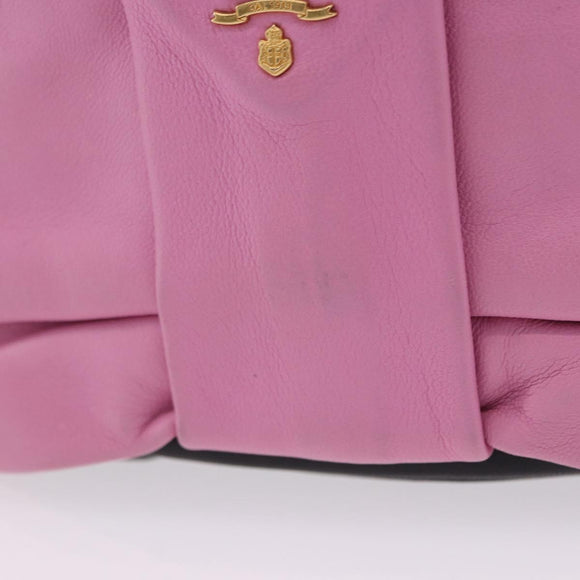PRADA Ribbon Shoulder Bag Leather Black Pink Auth 199439V