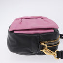 PRADA Ribbon Shoulder Bag Leather Black Pink Auth 199439V-4