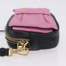 PRADA Ribbon Shoulder Bag Leather Black Pink Auth 199439V-5