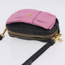 PRADA Ribbon Shoulder Bag Leather Black Pink Auth 199439V-7