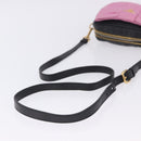 PRADA Ribbon Shoulder Bag Leather Black Pink Auth 199439V-8