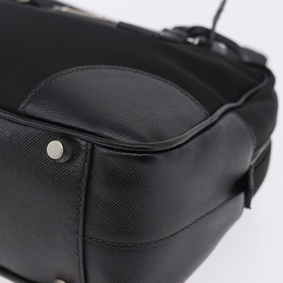 PRADA Hand Bag Nylon Black Silver Auth 199441V