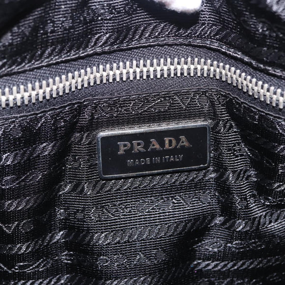 PRADA Hand Bag Nylon Black Silver Auth 199441V