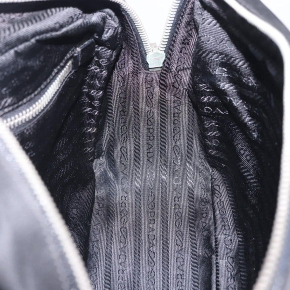 PRADA Hand Bag Nylon Black Silver Auth 199441V