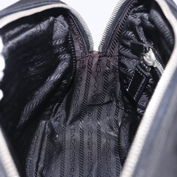 PRADA Hand Bag Nylon Black Silver Auth 199441V