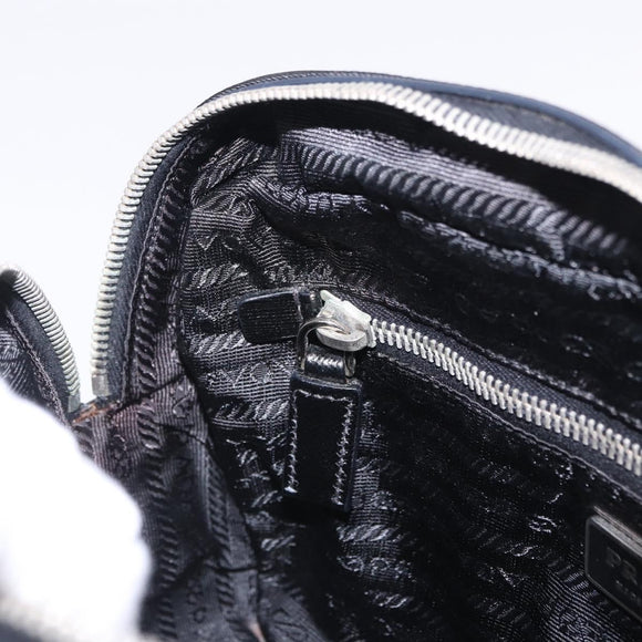 PRADA Hand Bag Nylon Black Silver Auth 199441V