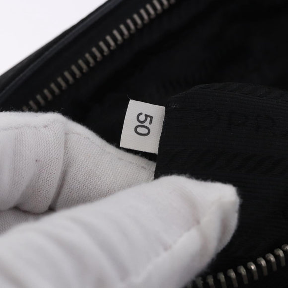 PRADA Hand Bag Nylon Black Silver Auth 199441V