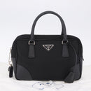 PRADA Hand Bag Nylon Black Silver Auth 199441V-12