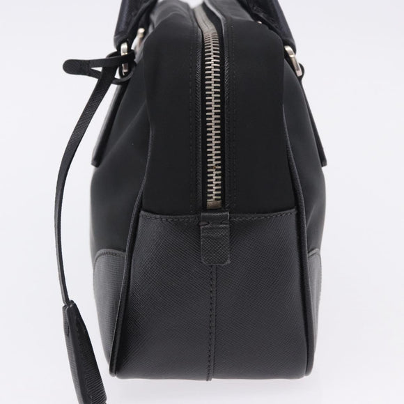 PRADA Hand Bag Nylon Black Silver Auth 199441V
