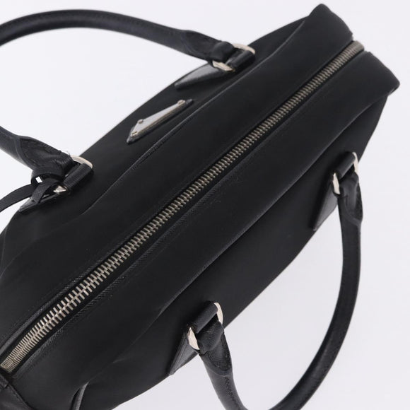 PRADA Hand Bag Nylon Black Silver Auth 199441V
