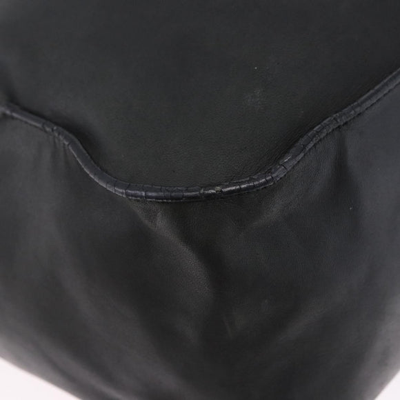 PRADA Tote Bag Leather Black Silver Auth 199442V