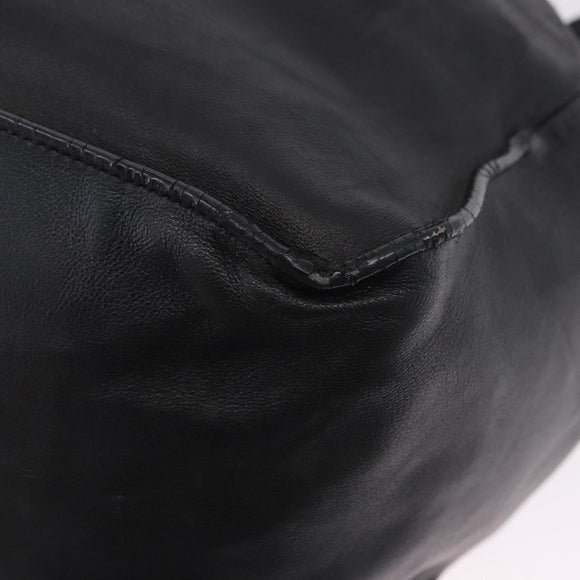 PRADA Tote Bag Leather Black Silver Auth 199442V