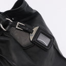 PRADA Tote Bag Leather Black Silver Auth 199442V-19