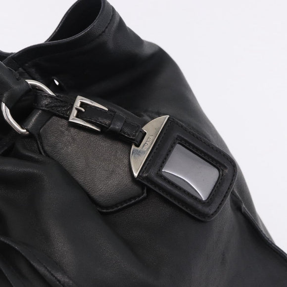 PRADA Tote Bag Leather Black Silver Auth 199442V