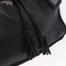 PRADA Tote Bag Leather Black Silver Auth 199442V-20