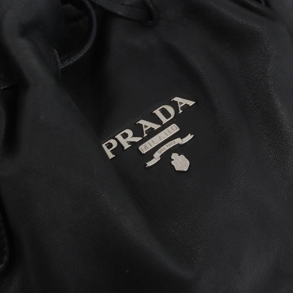 PRADA Tote Bag Leather Black Silver Auth 199442V