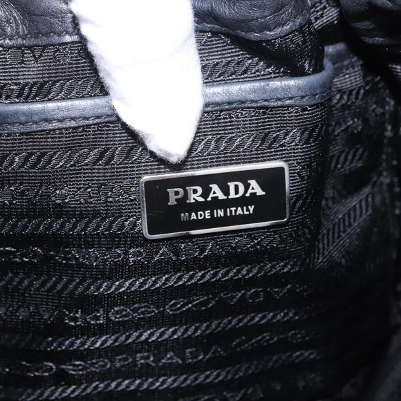 PRADA Tote Bag Leather Black Silver Auth 199442V
